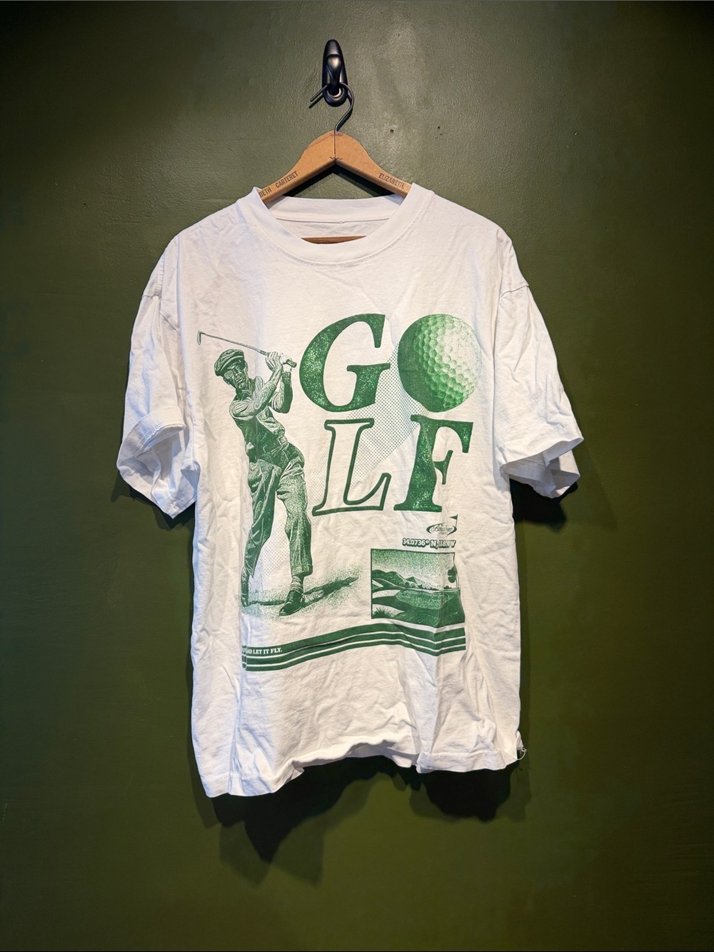 Men’s White & Green Golf Graphic Tee